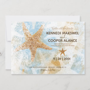 Invitación a la boda costera temática de Starfish 