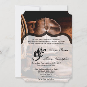 Invitación a la boda Cowboy Boots Barn Wood Rust