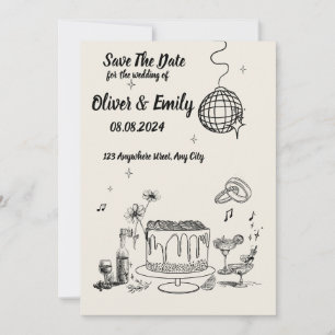 Invitación a la boda creativa en blanco y negro