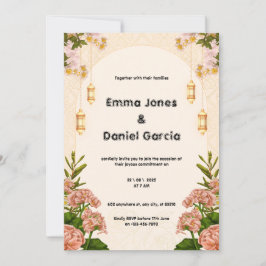 Invitación a la boda crema y rosada beige