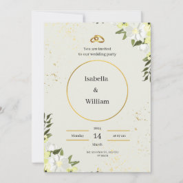 Invitación a la boda crema y verde