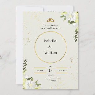 Invitación a la boda crema y verde