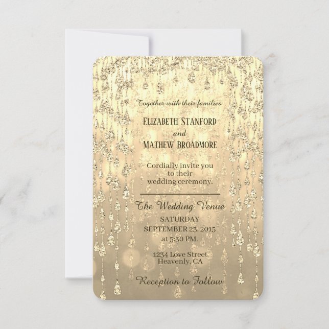 Invitación a la boda | Cristal de oro (Anverso)