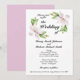 Invitación a la boda cristiana acuarela Magnolias