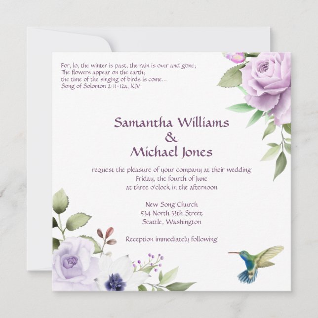 Invitación a la boda cristiana - Canción de Salomó (Anverso)