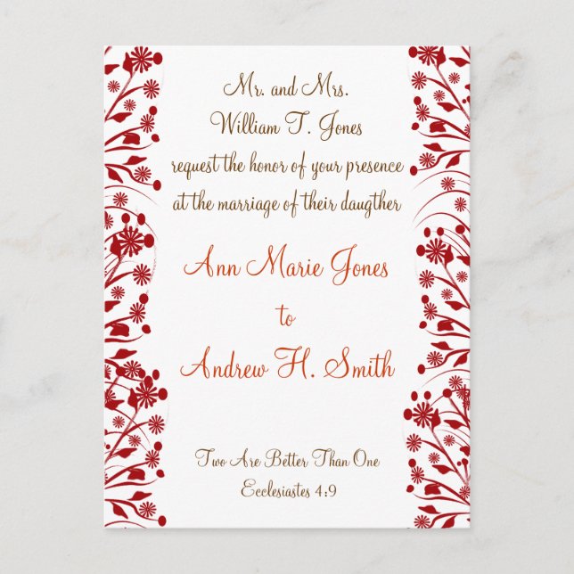 Invitación a la boda cristiana Carmel y Blueberry (Anverso)