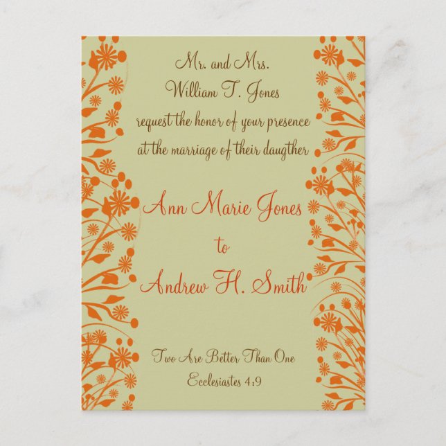 Invitación a la boda cristiana Carmel y Blueberry (Anverso)