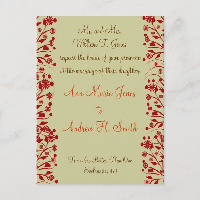 Invitación a la boda cristiana Carmel y Blueberry (Anverso)