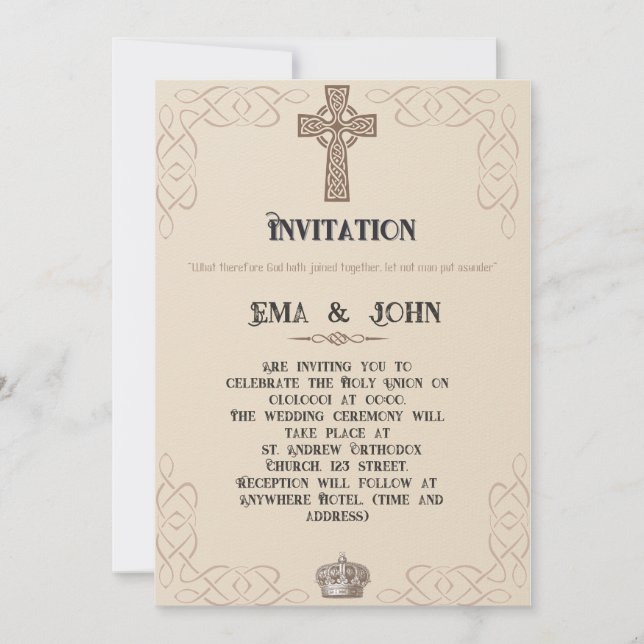 Invitación a la boda cristiana celta (Anverso)