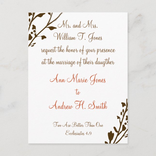 Invitación a la boda cristiana Chocolate profundo (Anverso)