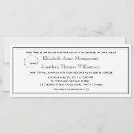Invitación a la boda cristiana con guión azul de l