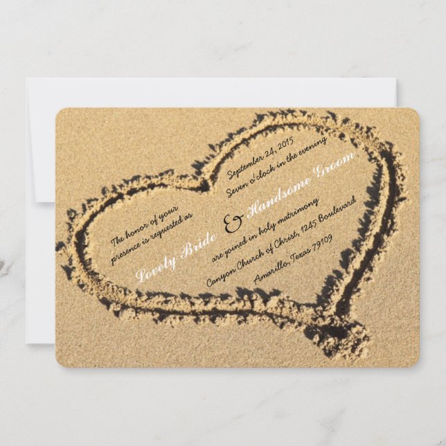 Invitación a la boda cristiana de arena de playa (Anverso)