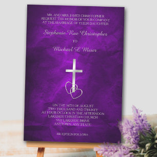 Invitación a la boda cristiana de cruz de plata mo