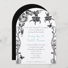 Invitación a la boda cristiana de flores Art Deco