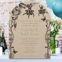 Invitación a la boda cristiana de flores Art Deco