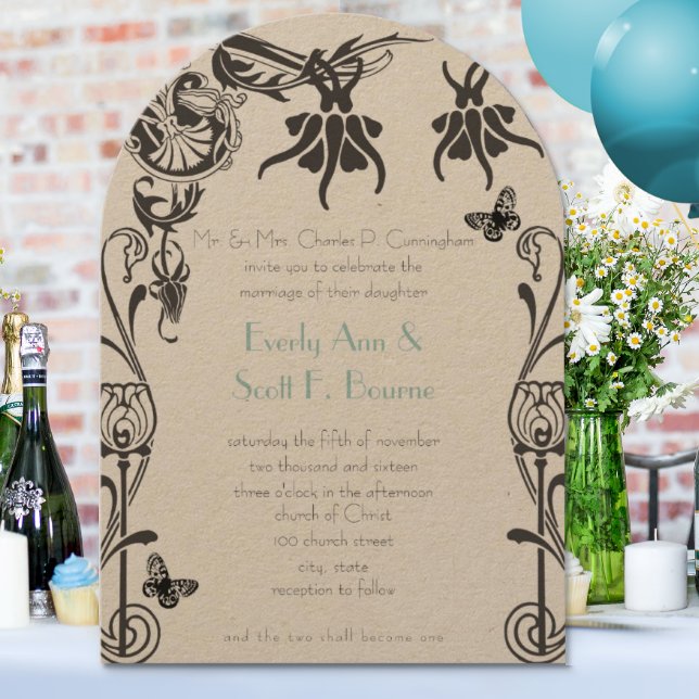 Invitación a la boda cristiana de flores Art Deco (Subido por el creador)