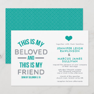 Invitación a la boda cristiana de la escritura mod