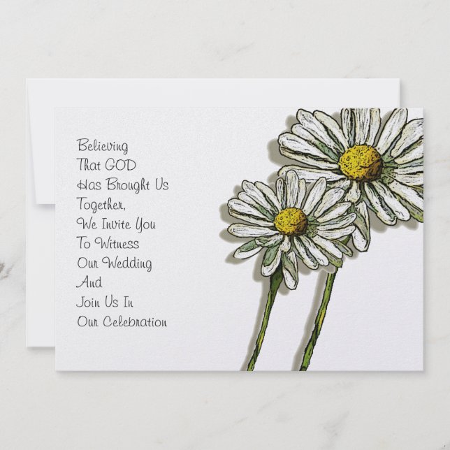Invitación a la boda cristiana: Dos Daisies:Arte (Anverso)