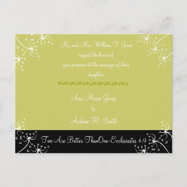 Invitación a la boda cristiana dos es mejor que (Anverso)