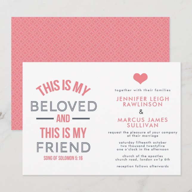 Invitación a la boda cristiana - Esta es mi amada (Anverso / Reverso)