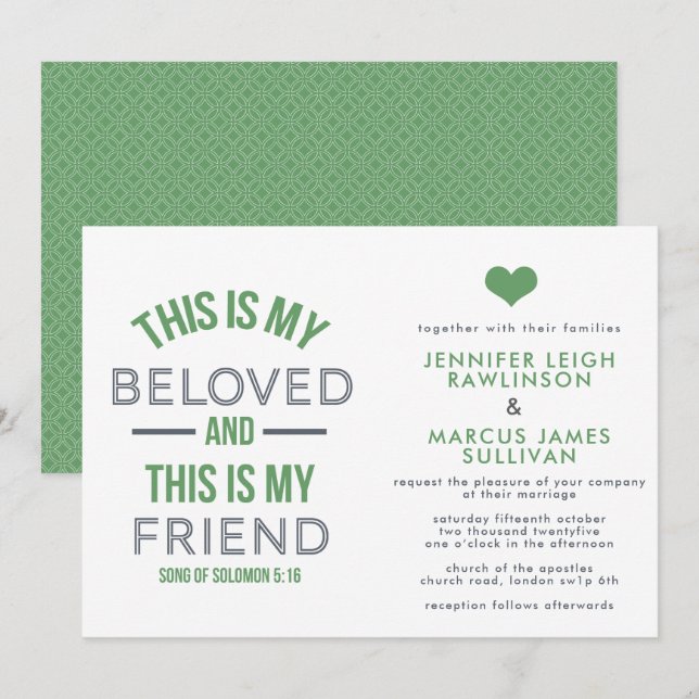 Invitación a la boda cristiana - Esta es mi amada (Anverso / Reverso)