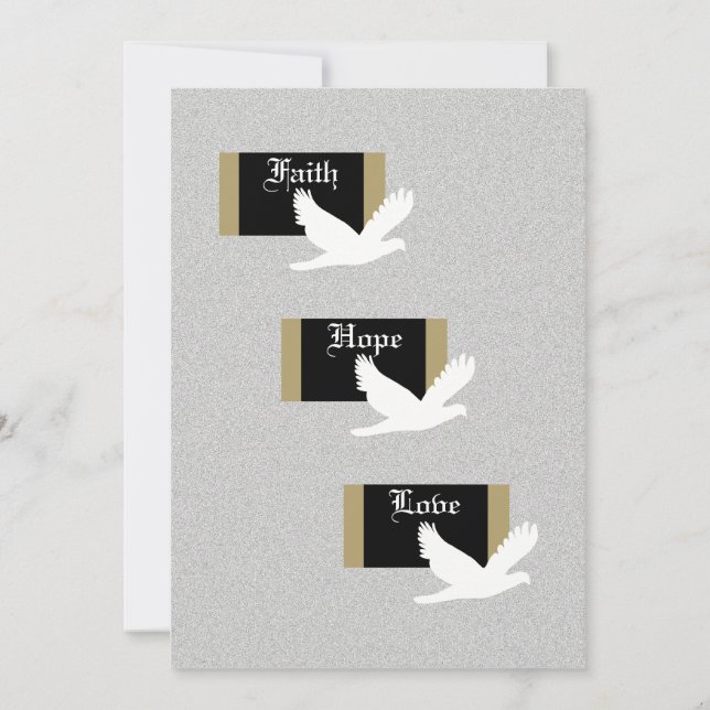 Invitación a la boda cristiana — Fe, Esperanza y A (Anverso)