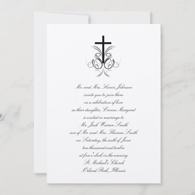 Invitación a la boda cristiana floral (Anverso)