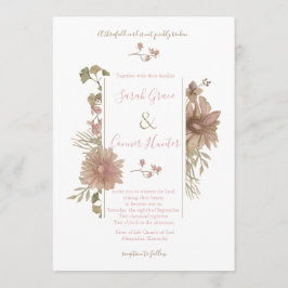 Invitación a la boda cristiana floral de Rubor