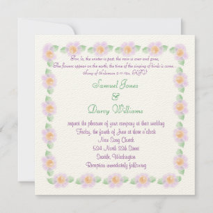 Invitación a la boda cristiana - Flores moradas