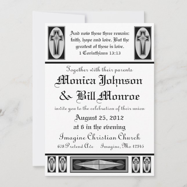 Invitación a la boda cristiana formal (Anverso)
