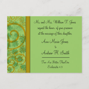 Invitación a la boda cristiana irlandesa Verde azu