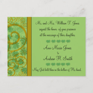 Invitación a la boda cristiana irlandesa Verde azu