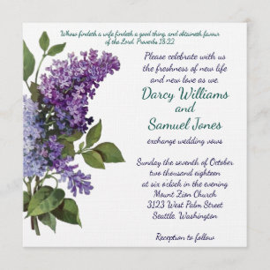 Invitación a la boda cristiana - Lilacs vintage
