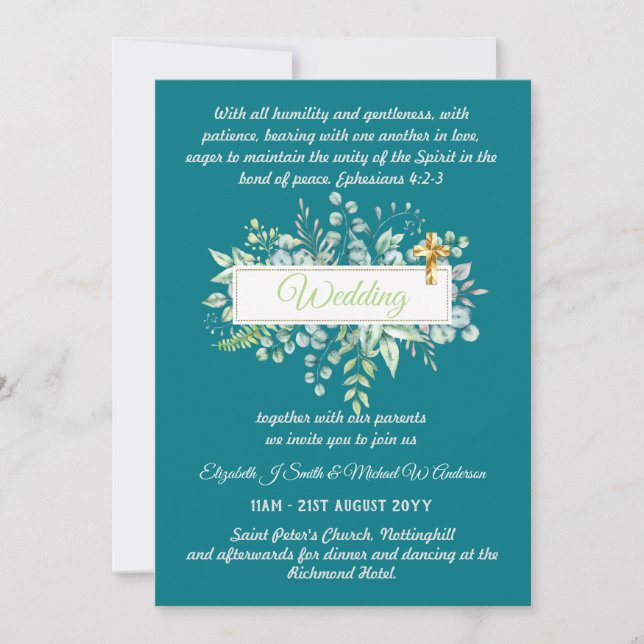 Invitación a la boda cristiana moderna (Anverso)