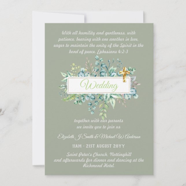 Invitación a la boda cristiana moderna (Anverso)