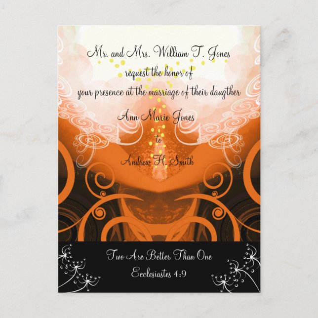 Invitación a la boda cristiana Naranja Cala Lily (Anverso)