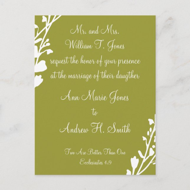 Invitación a la boda cristiana Naturaleza verde y  (Anverso)