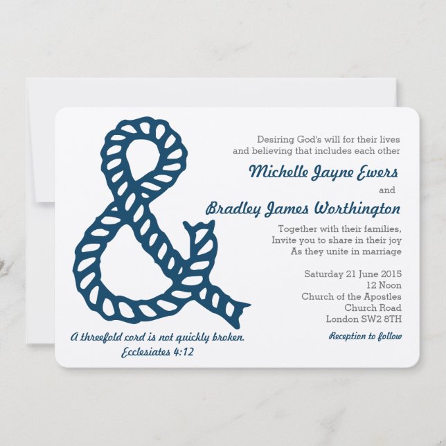 Invitación a la boda cristiana náutica (Anverso)