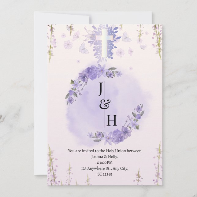 Invitación a la boda cristiana personalizable (Anverso)