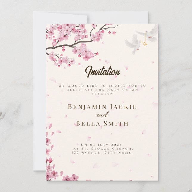 Invitación a la boda cristiana personalizada (Anverso)