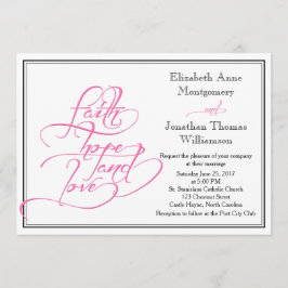 Invitación a la boda cristiana por caligrafía rosa