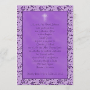 Invitación a la boda cristiana púrpura