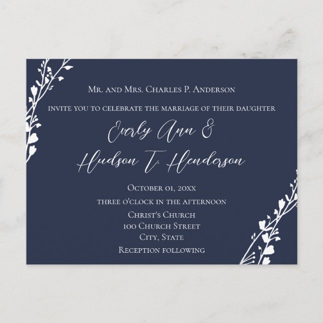 Invitación a la boda cristiana rica en arándanos p (Anverso)