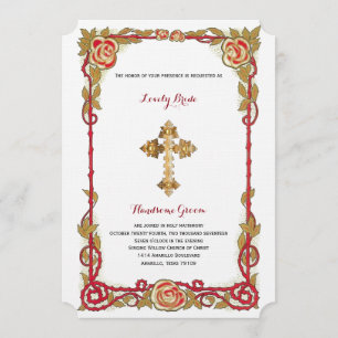 Invitación a la boda cristiana Rosa Vintage