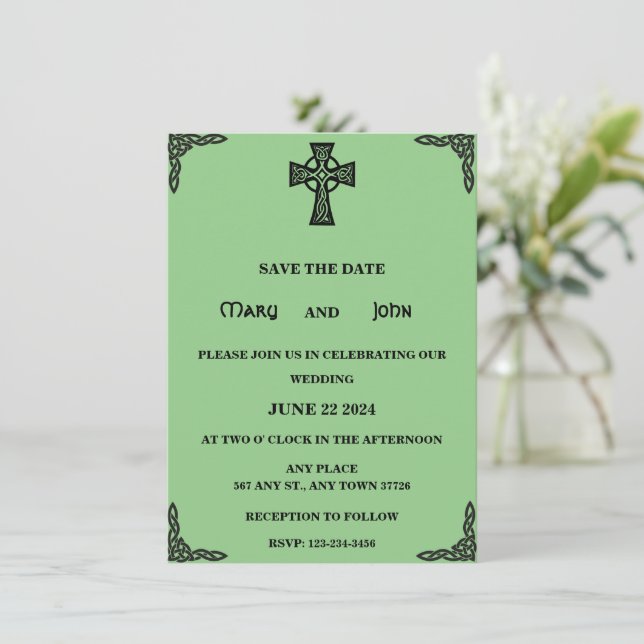 Invitación a la boda cruzada celta (Anverso de pie)