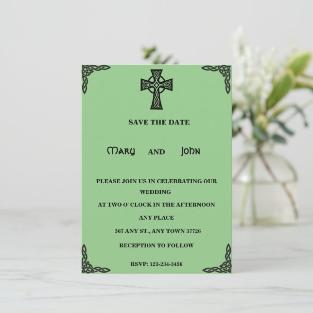 Invitación a la boda cruzada celta (Anverso de pie)