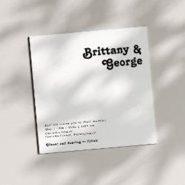 Invitación a la boda cuadrada con letras retro mod