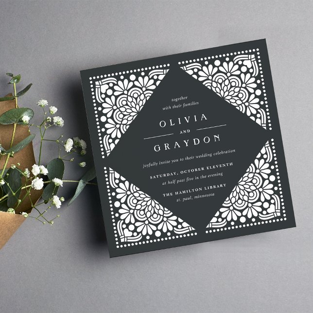 Invitación a la boda cuadrada de Beaux Arts | Carb (Subido por el creador)