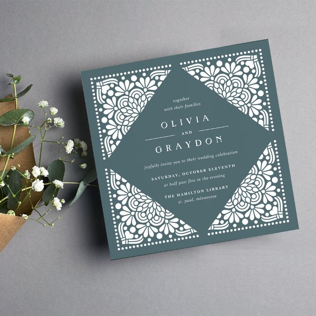 Invitación a la boda cuadrada de Beaux Arts | Spru (Subido por el creador)