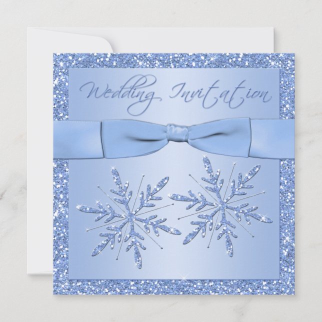 Invitación a la boda cuadrada de copos de nieve az (Anverso)